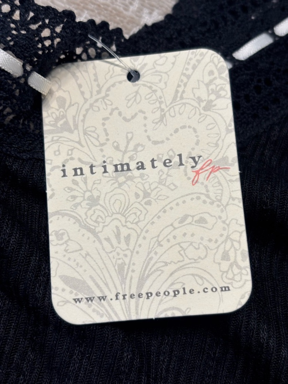 NWT Free People Only You Lace Trim Ribbon Tank Black Small Romantic - Picture 2 of 7